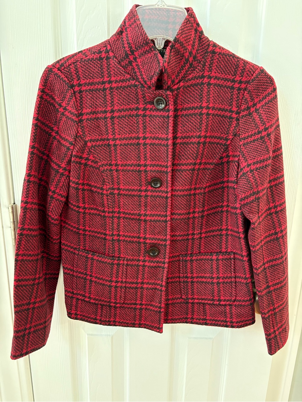 Talbots Red Plaid Button-Up Jacket